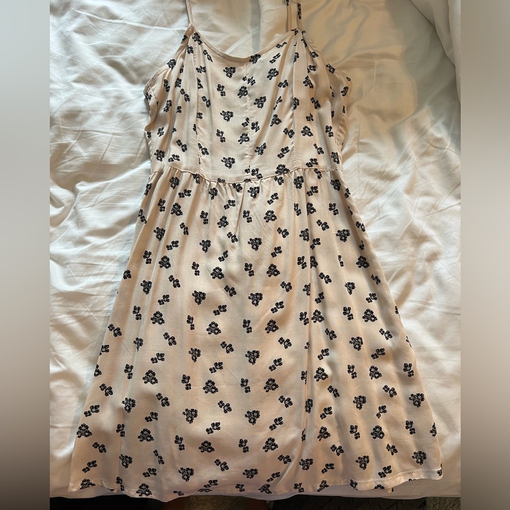 tan and black floral mini dress size 2